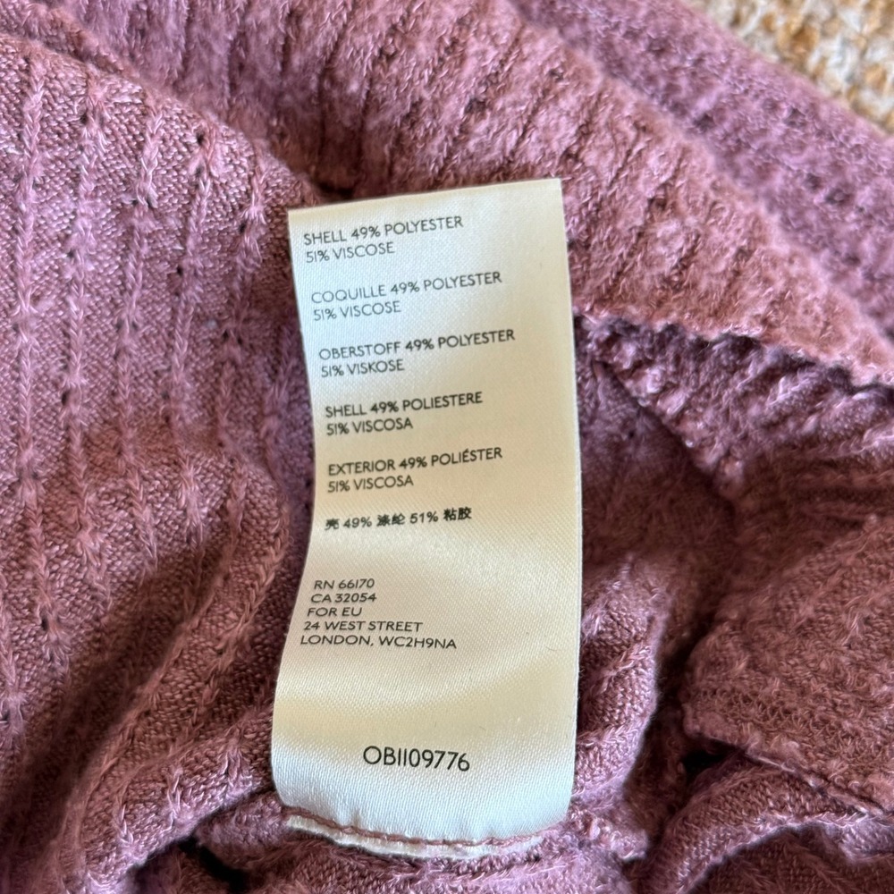 Maeve Anthropologie Womens Cowl Neck Ruffle Hem Waffle Knit Sweater Mauve Pink - Picture 5 of 7